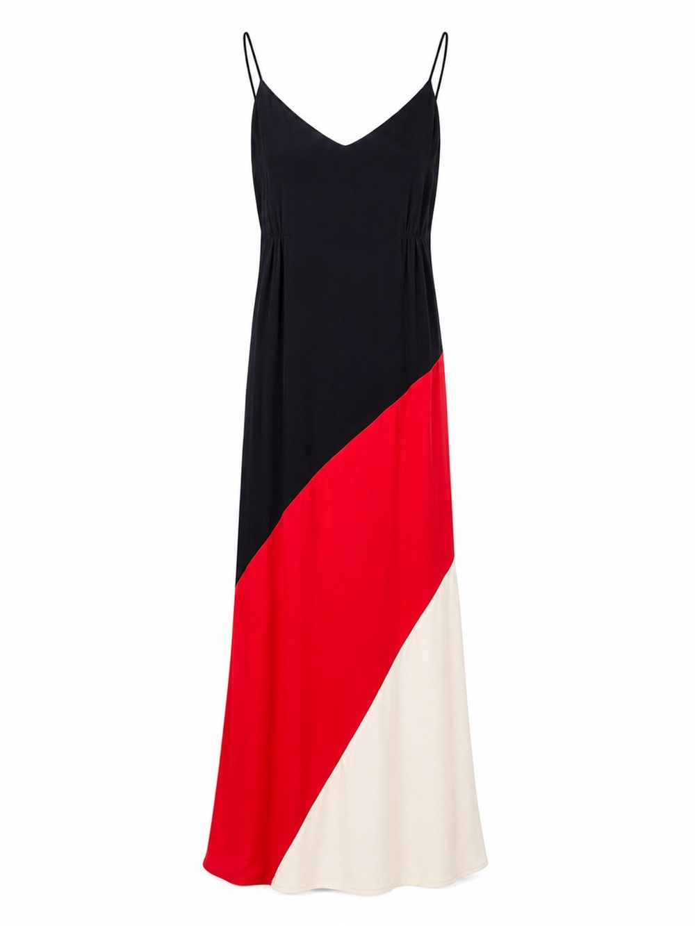 Tommy Hilfiger Colorblock Maxi Slip Dress Black Red Cream Size S